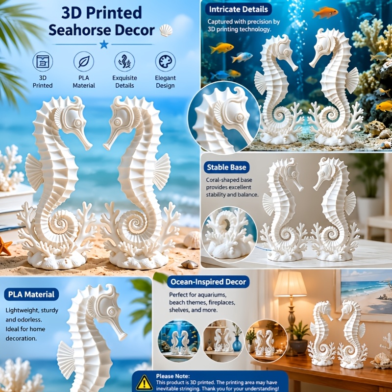2Pcs 해마 산호 인형 세트 3D 인쇄 수족관 풍경  - Aquarium Planting Ideas 리뷰 및 가격